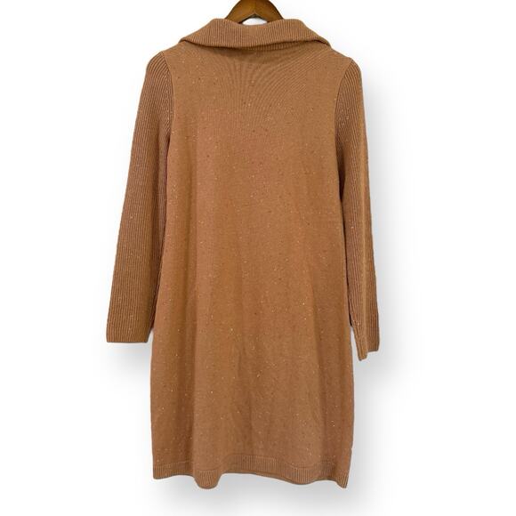 NWT Talbots Zip Collar Sweater Dress Tweed Tan Womens Petite Small SP Cotton - Picture 9 of 13